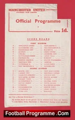  Manchester United v Preston 1957 - Reserves Busby Babes Bobby Charlton Football Programme .COM Football Programmes Memorabilia