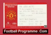 Manchester United v Leeds United 2001 – Match Ticket