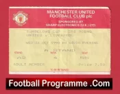 Manchester United v Liverpool 1990 – League Cup Match Ticket