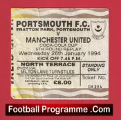Portsmouth v Manchester United 1994 – Ticket League Cup Replay