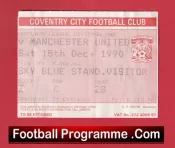 Coventry City v Manchester United 1990 – Match Ticket