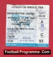 Derby County v Manchester United 1996 – Match Ticket