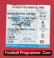 Derby County v Manchester United 1996 – Match Ticket