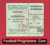 Manchester United v Liverpool 1976 – Man Utd Football Ticket