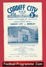 Cardiff City v Burnley 1952 – 50’s Programmes