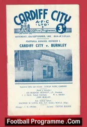 Cardiff City v Burnley 1952 – 50’s Programmes