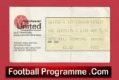 Manchester United v Nottingham Forest 1977 – Match Ticket