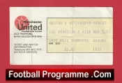 Manchester United v Nottingham Forest 1977 – Match Ticket