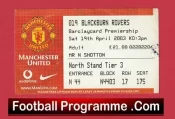 Manchester United v Blackburn Rovers 2003 – Match Ticket