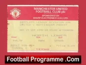 Manchester United v Nottingham Forest 1990 – Man Utd Ticket