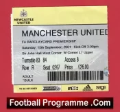 Newcastle United v Manchester United 2001 – Football Ticket