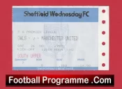 Sheffield Wednesday v Manchester United 1992 – Match Ticket