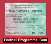 Southampton v Manchester United 1990 – Match Ticket