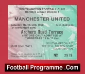 Southampton v Manchester United 1990 – Match Ticket