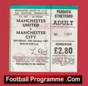 Manchester United v Manchester City 1987 – Ticket Ferguson First Derby Match