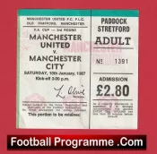 Manchester United v Manchester City 1987 – Ticket Ferguson First Derby Match