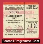 Manchester United v Manchester City 1980 – Football Ticket