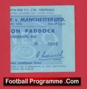 Preston North End v Manchester United 1972 – Match Ticket