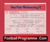 Sheffield Wednesday v Manchester United 1993 – Match Ticket