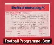 Sheffield Wednesday v Manchester United 1993 – Match Ticket