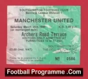 Southampton v Manchester United 1990 – Football Ticket