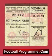 Manchester United v Nottingham Forest 1978 – Football Ticket