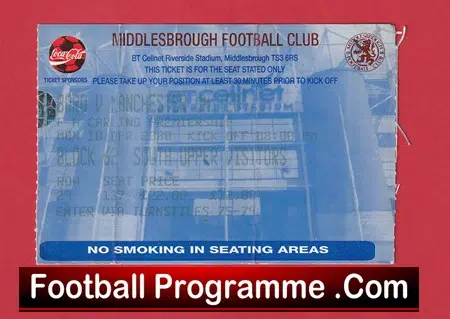 Middlesbrough v Manchester United 2000 - Match Ticket - Image 2