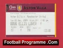 Aston Villa v Manchester United 2004 - Football Ticket