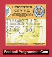 Leicester City v Manchester United 2002 – Football Ticket