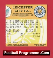 Leicester City v Manchester United 2002 – Football Ticket