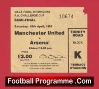 Arsenal v Manchester United 1983 – FAC Semi Ticket Villa Park