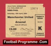 Arsenal v Manchester United 1983 – FAC Semi Ticket Villa Park