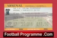 Arsenal v Manchester United 1999 – Match Ticket