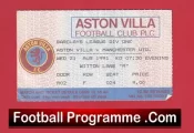 Aston Villa v Manchester United 1991 – Match Ticket