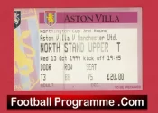 Aston Villa v Manchester United 1999 – Match Ticket