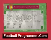 Aston Villa v Manchester United 2001 – Match Ticket