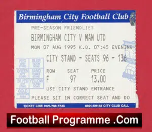 Birmingham City v Manchester United 1995 – Football Ticket