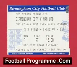 Birmingham City v Manchester United 1995 – Football Ticket