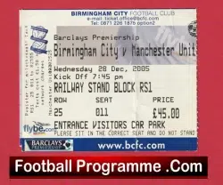 Birmingham City v Manchester United 2005 – Match Ticket