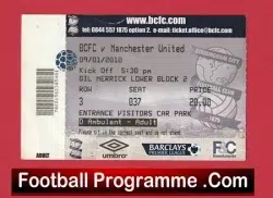 Birmingham City v Manchester United 2010 - Football Ticket - football memorabilia