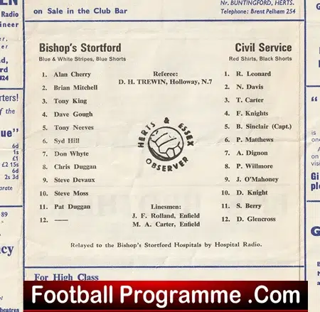 Bishops Stortford v Civil Service 1969 - London Senior League - Image 3