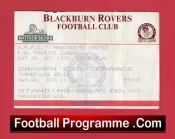 Blackburn Rovers v Manchester United 1992 – Match Ticket