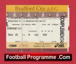 Bradford City v Manchester United 2000 - Football Ticket - football memorabilia