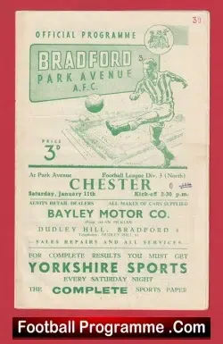 Bradford Park Avenue v Chester 1958 - football programme