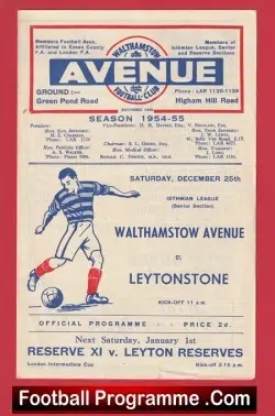 Bradford Park Avenue v Leytonstone 1954 - football programme