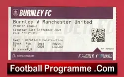 Burnley v Manchester United 2023 – Match Ticket