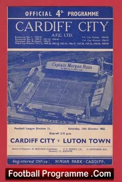 Cardiff City v Luton Town 1962 - football programme