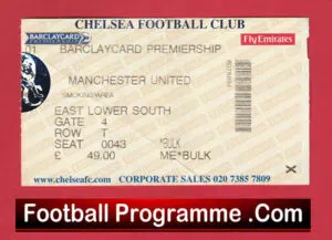 Chelsea v Manchester United 2003 – Match Ticket