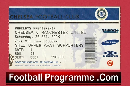 Chelsea v Manchester United 2006 - Football Ticket - Image 2