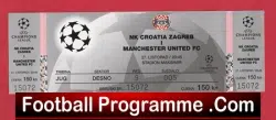Croatia Zagreb v Manchester United 1999 - Football Ticket v Man Utd - football memorabilia